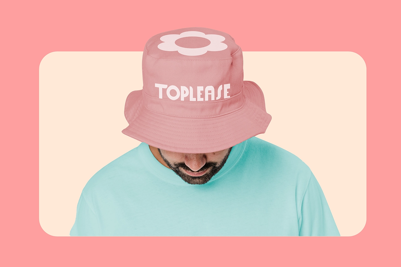 Mockup of hat with Top Lease logo