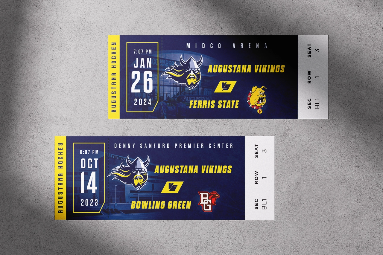 Mockup of Augustana Hockey season tickets