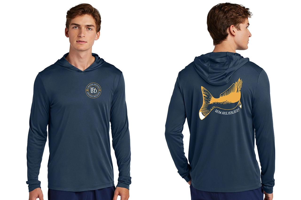 Mockup of trophy release apparel for LED Outdoors