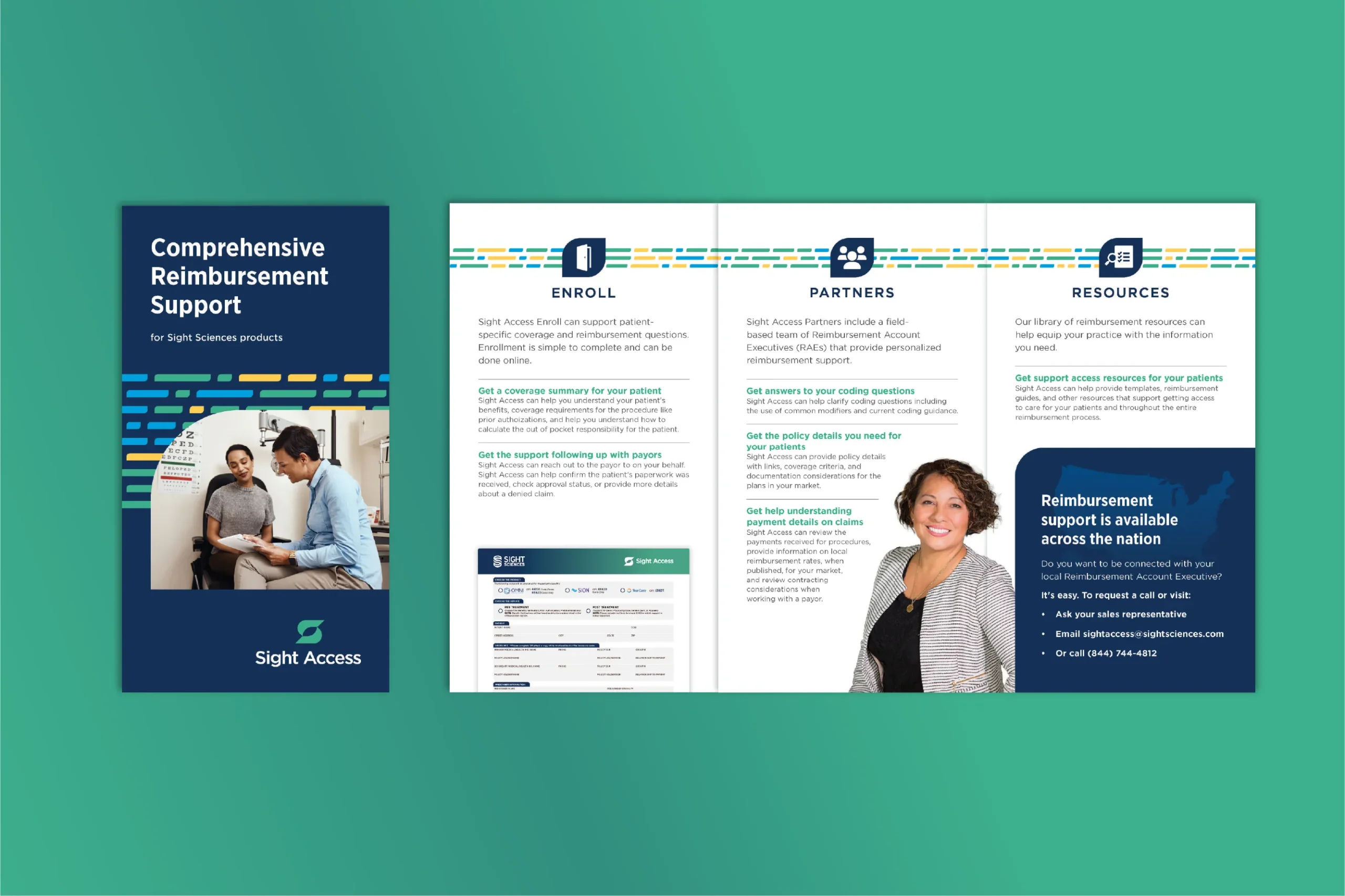 Industry leaders like Sight Sciences invest in reimbursement support teams to support practices who adopt their technologies. This trifold explains how.